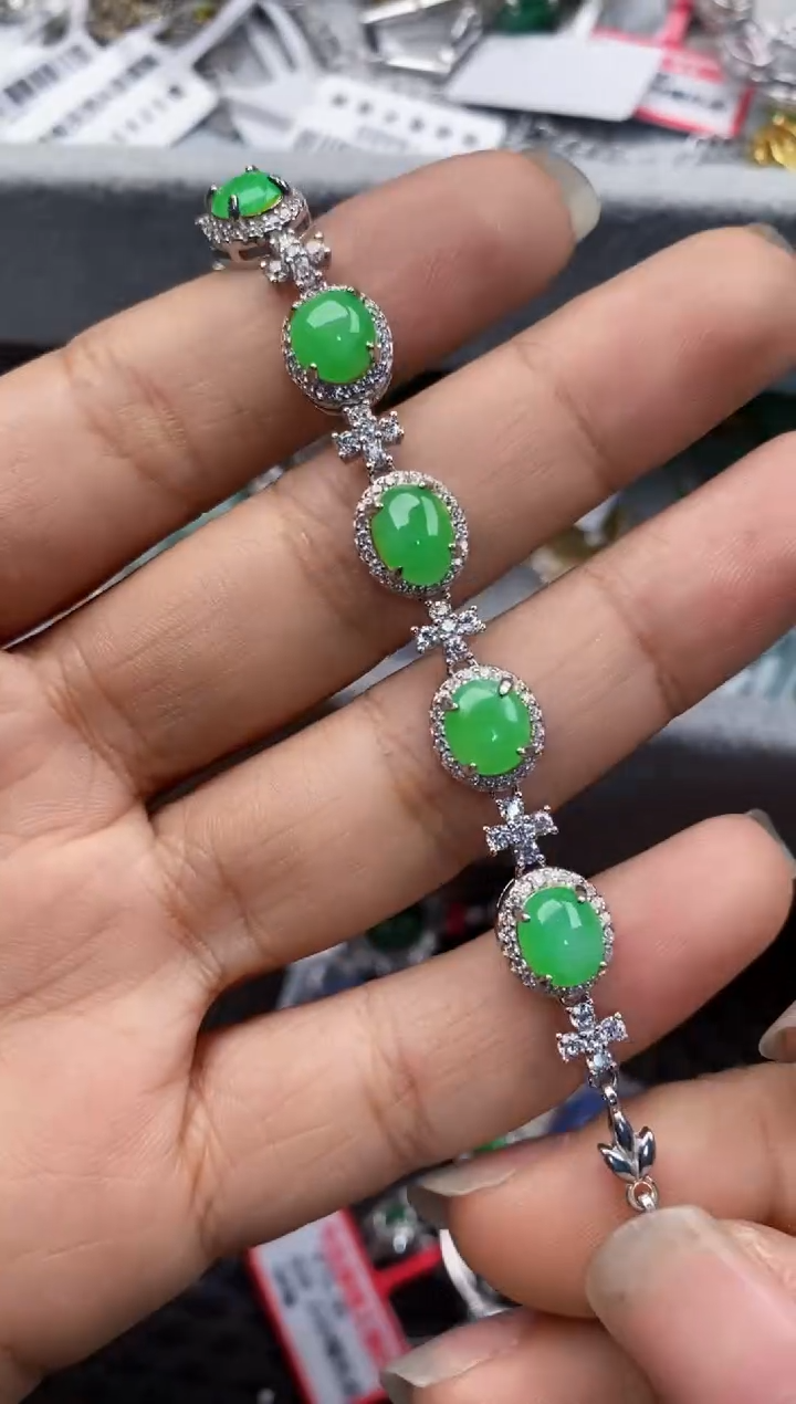 银S925镶嵌戒指翡翠777---8