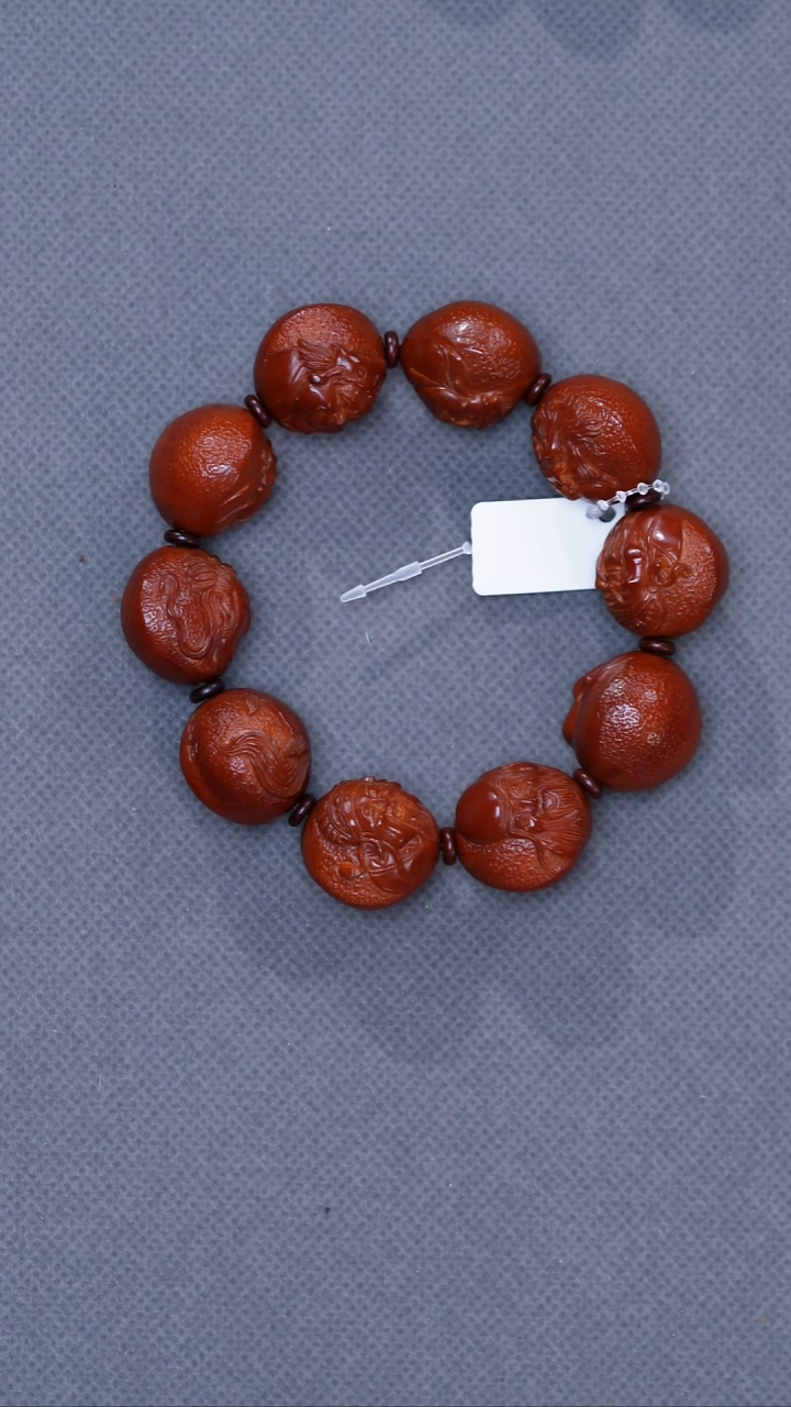 橄榄核手串22橘皮单面群仙