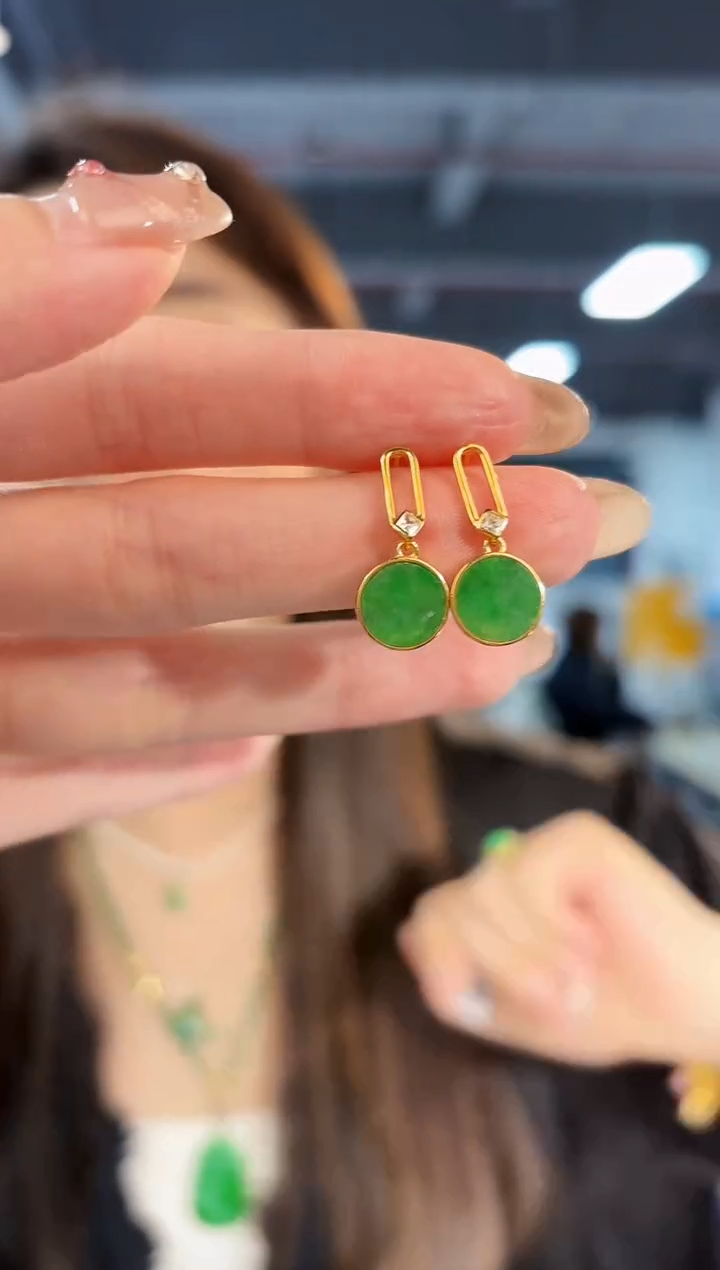 【闪购商品】翡翠耳饰未镶嵌缅料A货/支持复检/一对