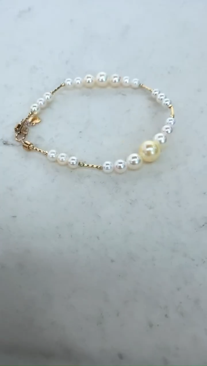 【闪购商品】海水珍珠手链18K金镶嵌手链