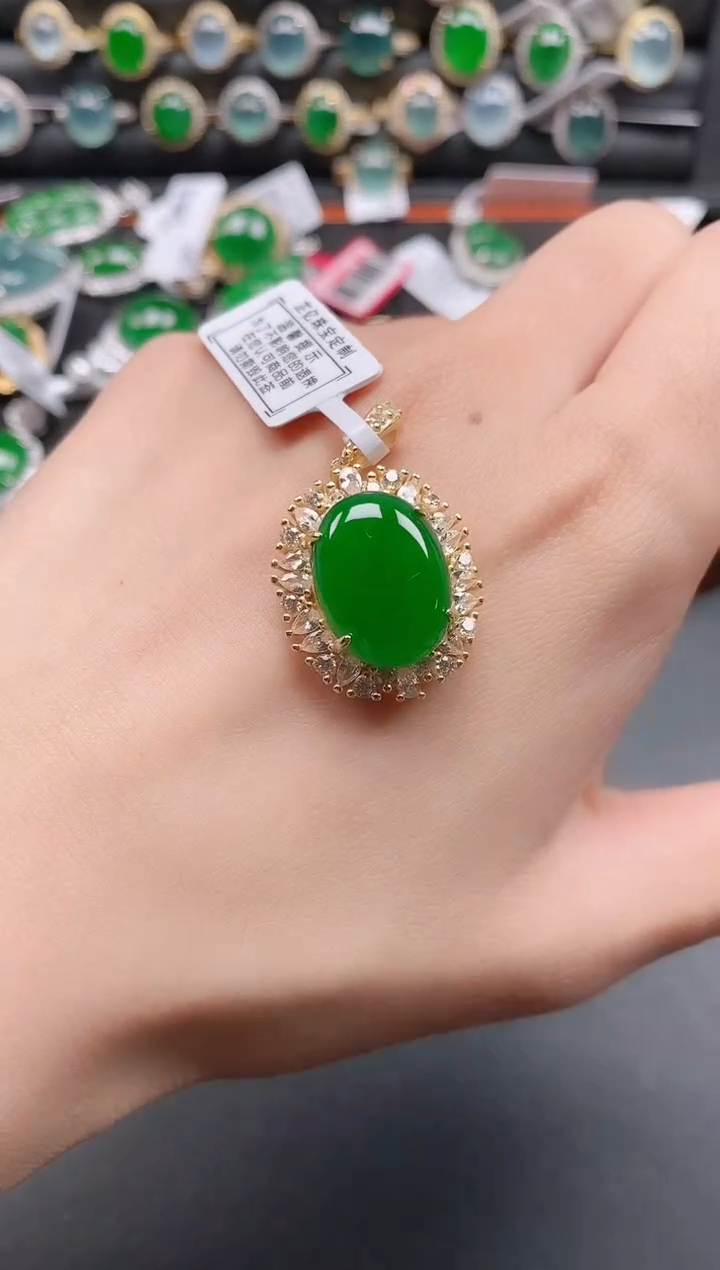 银S925镶嵌戒指翡翠11