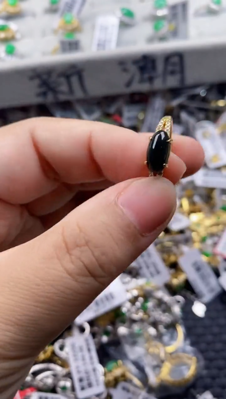 翡翠戒指银S925镶嵌444     5