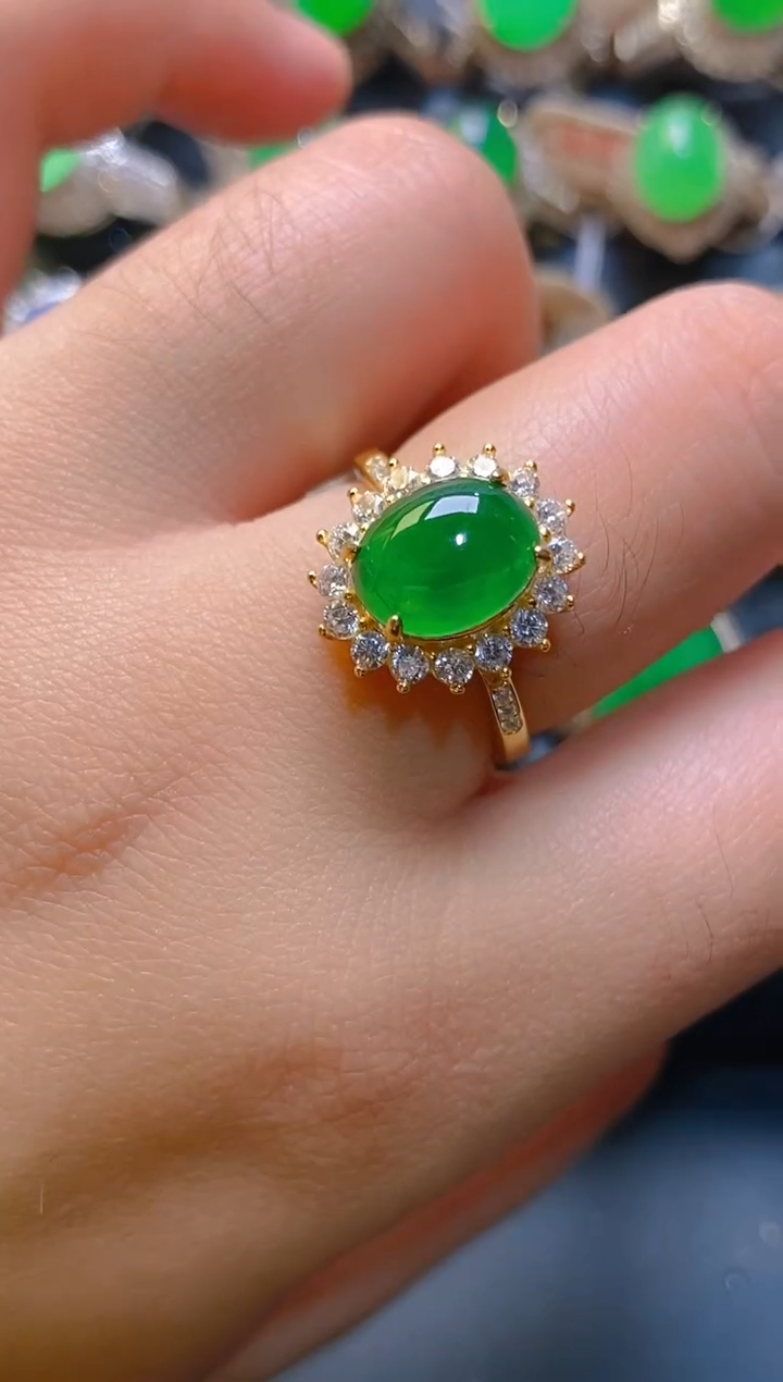 【闪购商品】翡翠耳饰银S925镶嵌天然A货翡翠1