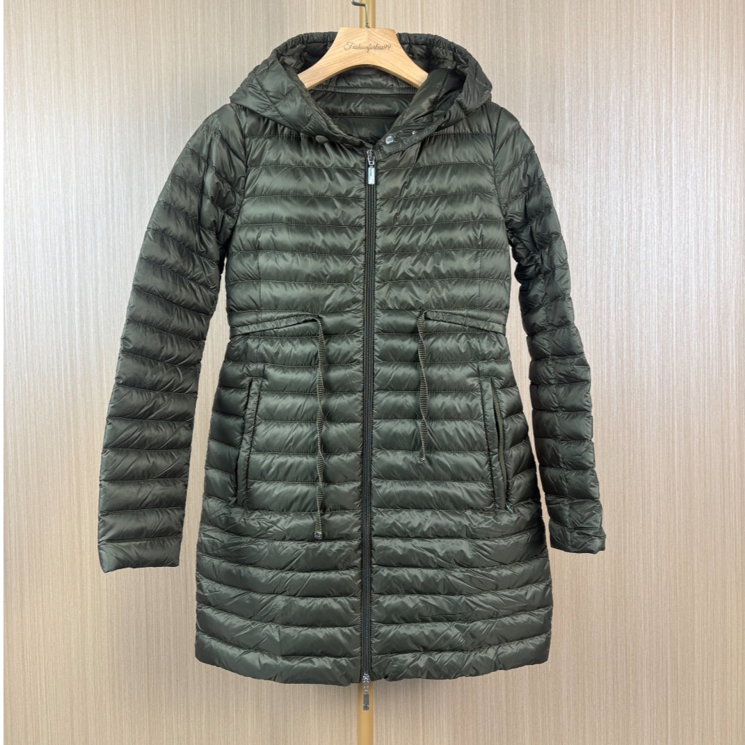 99新 MONCLER 轻薄长款军绿色羽绒服 00 18149731
