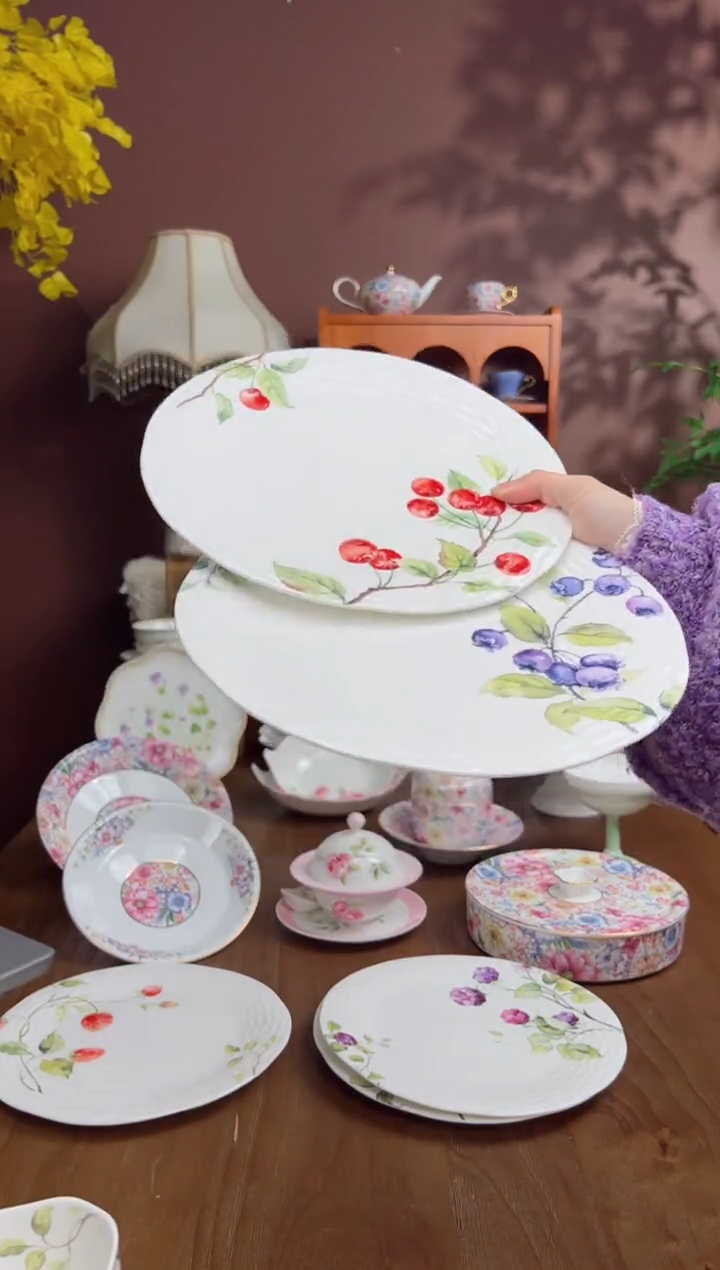 【闪购商品】瓦当浆果藤编9.5寸平盘2个（樱桃，蓝莓）