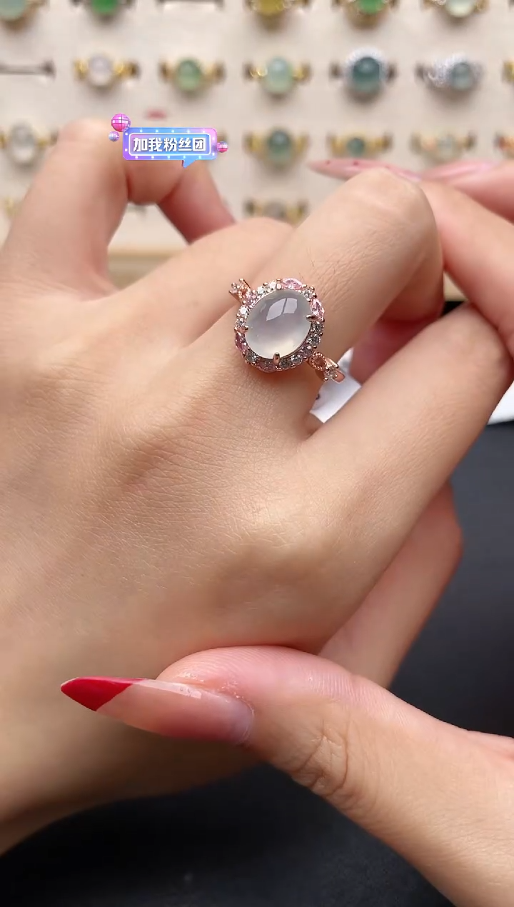 【闪购商品】翡翠戒指银S925镶嵌一物一证一礼盒