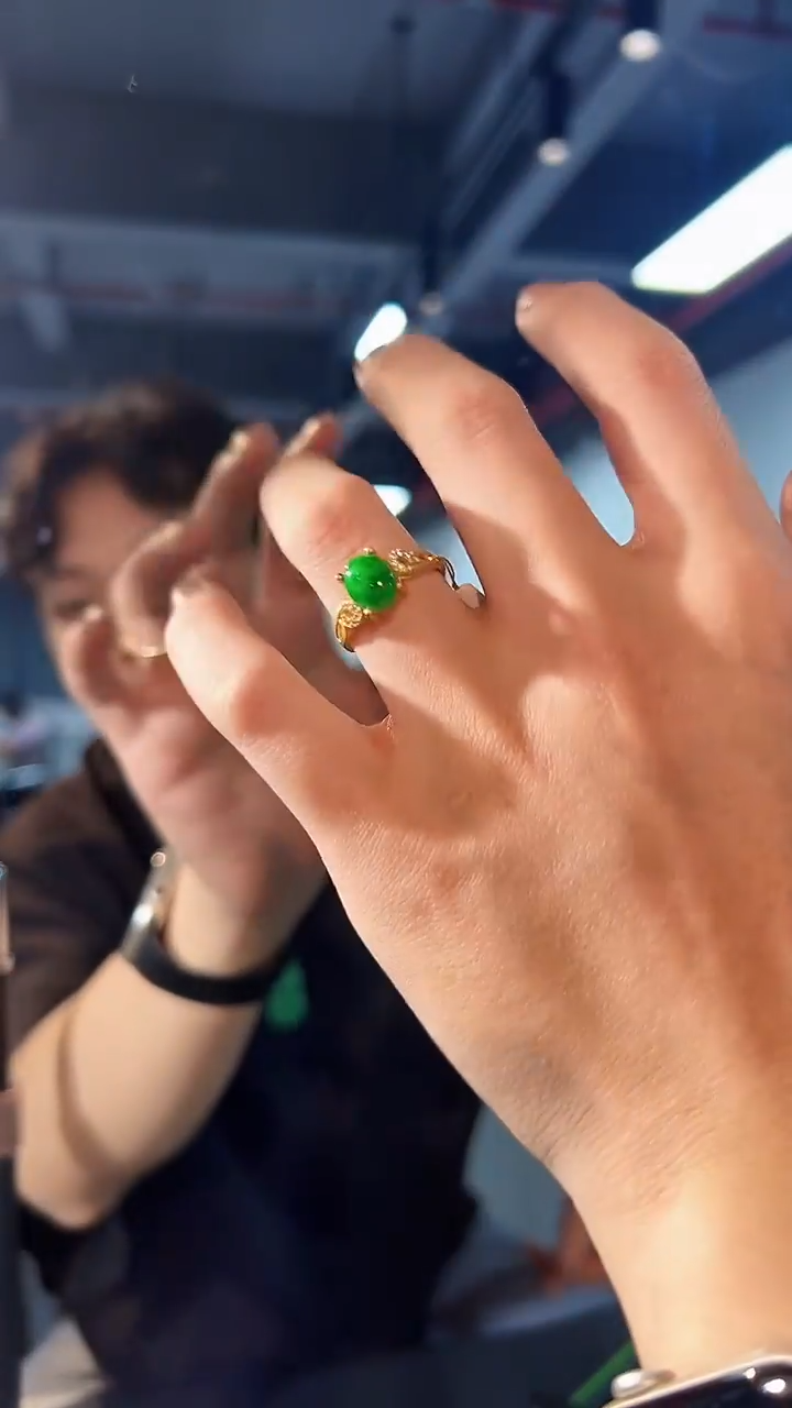 【闪购商品】翡翠银S925镶嵌戒指缅料A货/支持复检/一件