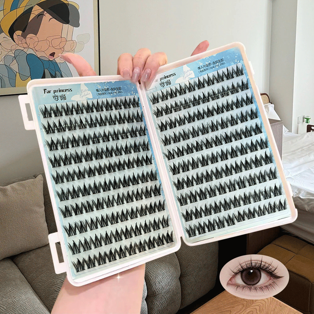 免胶水大容量可爱新手漫画犬系狗狗眼假睫毛款分段式柔软单簇纯欲