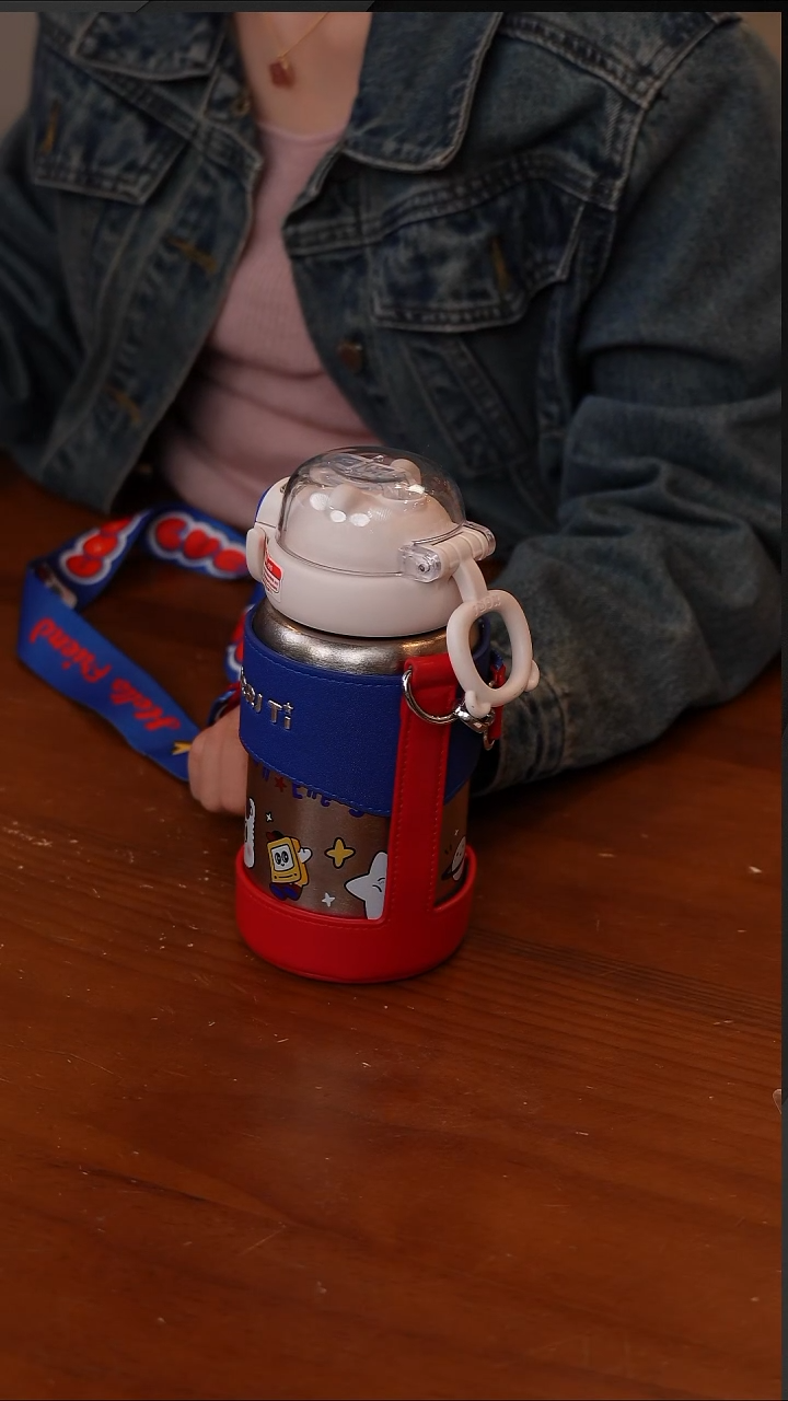 陶78-小茶日记内外纯钛儿童保温杯500ML-蓝色