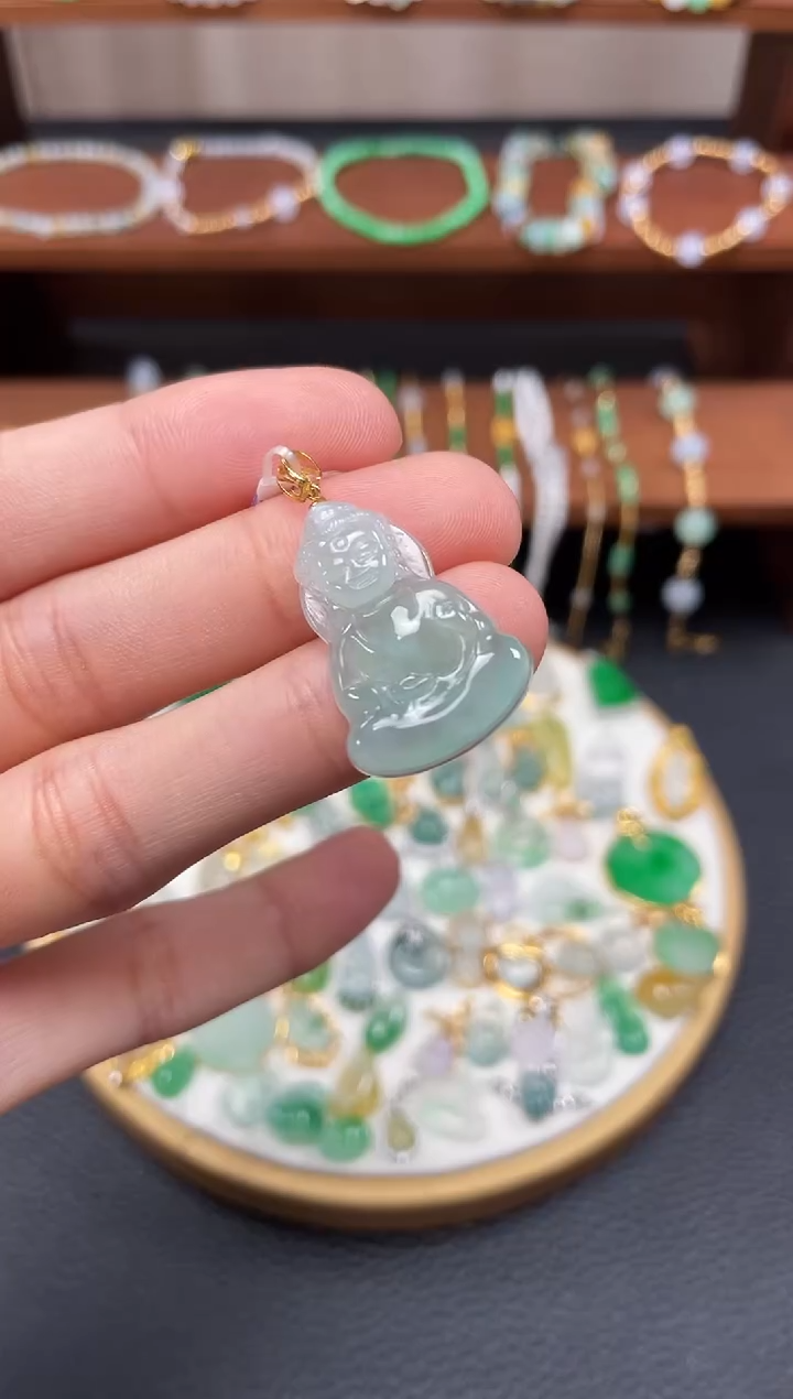 【闪购商品】翡翠吊坠(不含链)18K金镶嵌一个   JK486