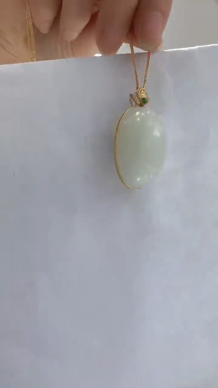 吊坠(不含链)18K金镶嵌和田玉夏*【3】