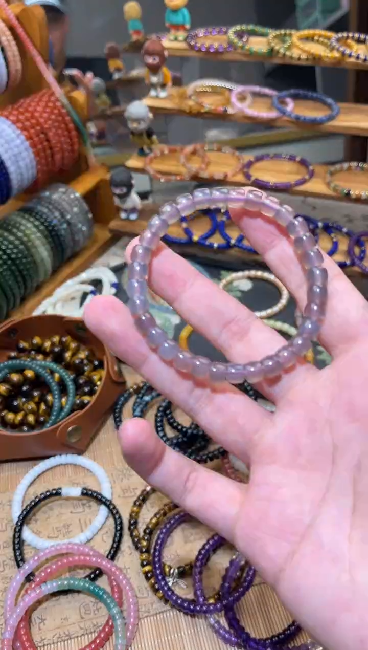 玛瑙/玉髓手串未镶嵌直切烟灰玛瑙