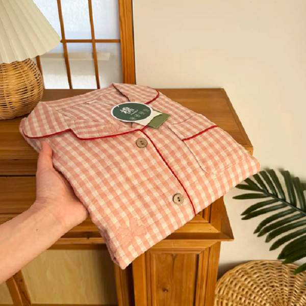 【棉柔高货】纯棉色织提花双层纱春秋女士家居服长袖长裤休闲风