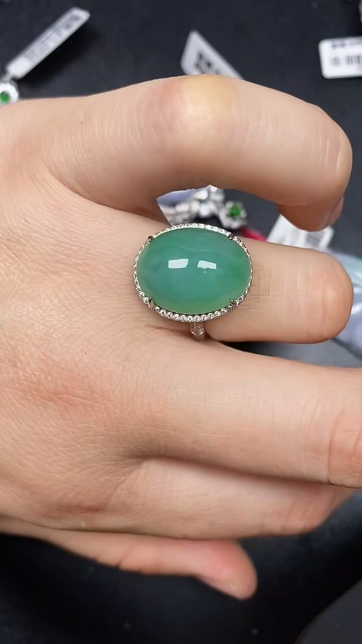 银S925镶嵌戒指翡翠2700