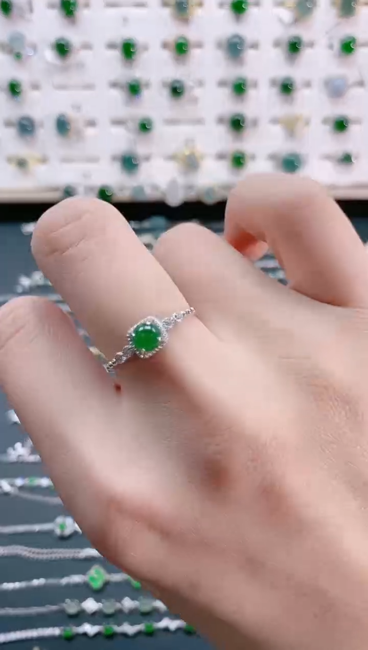【闪购商品】翡翠戒指银S925镶嵌天然翡翠