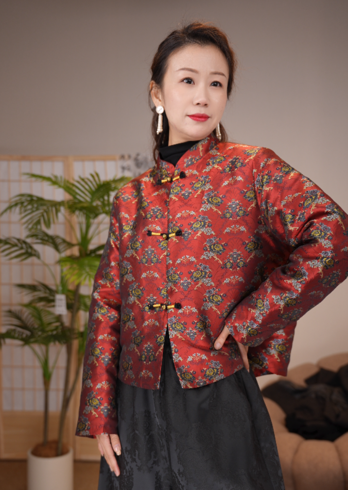 【凤穿牡丹外套】/重磅刺绣国风冬款加厚外套