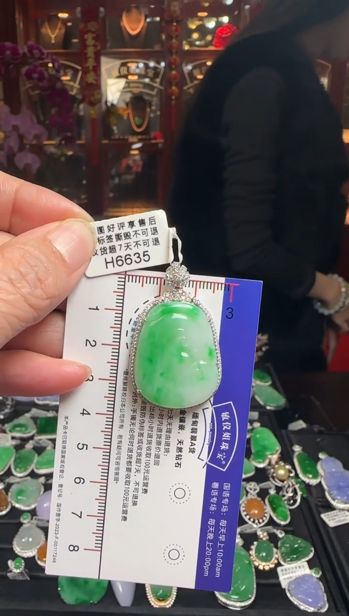 【闪购商品】翡翠颈饰18K金镶嵌H6635如意