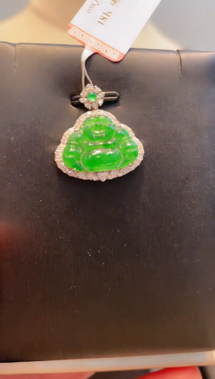 【闪购商品】翡翠颈饰18K金镶嵌A90天然A货翡翠