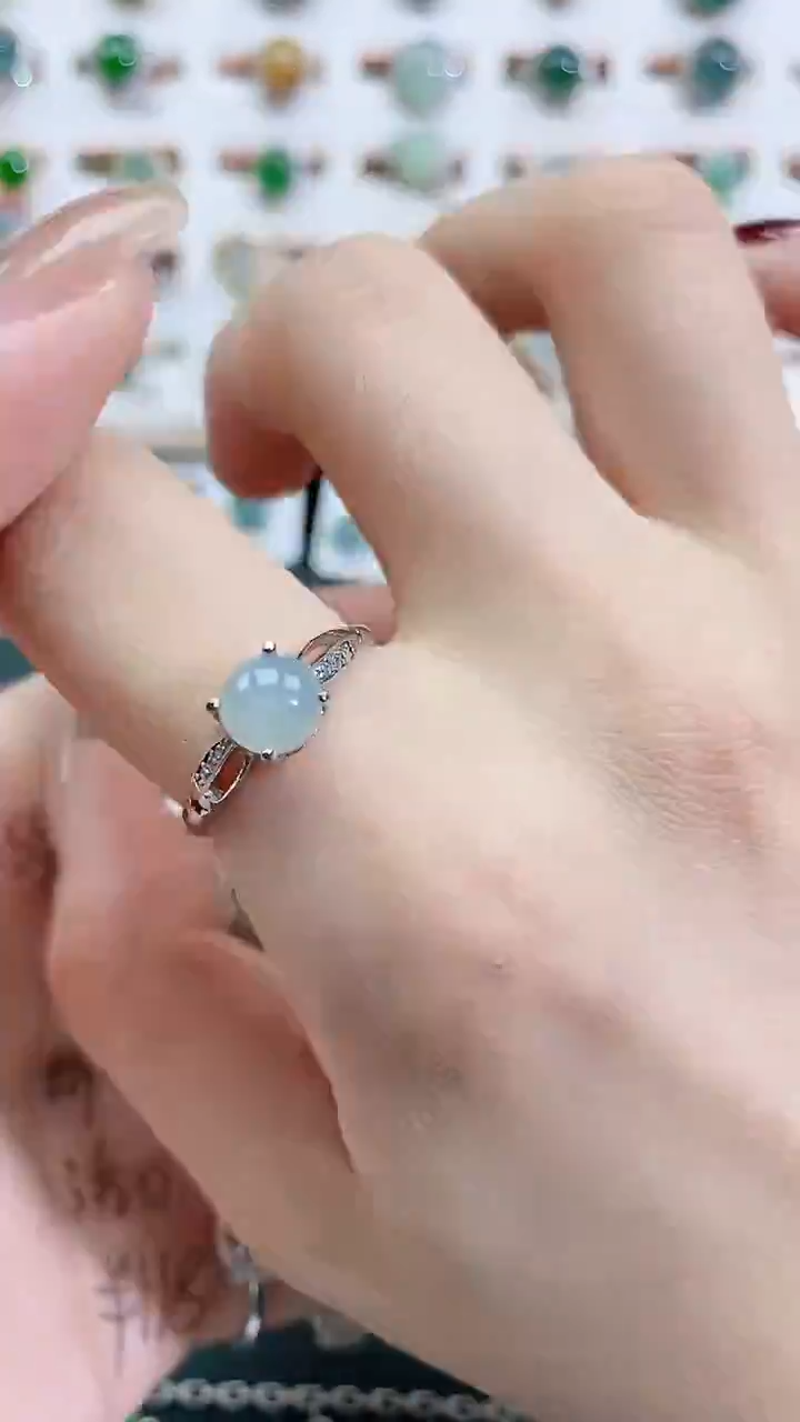 银S925镶嵌戒指翡翠天然翡翠