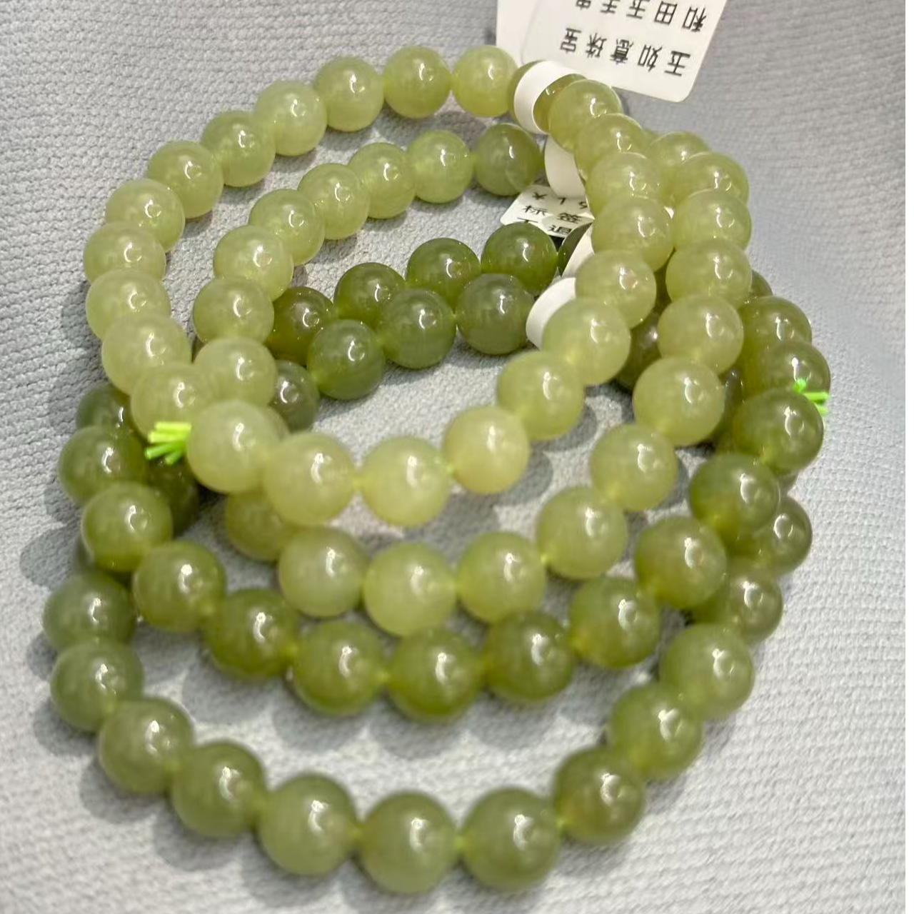 卡8mm天然和田玉黄口圆珠手串时尚百搭显白多样性发货拍一发一