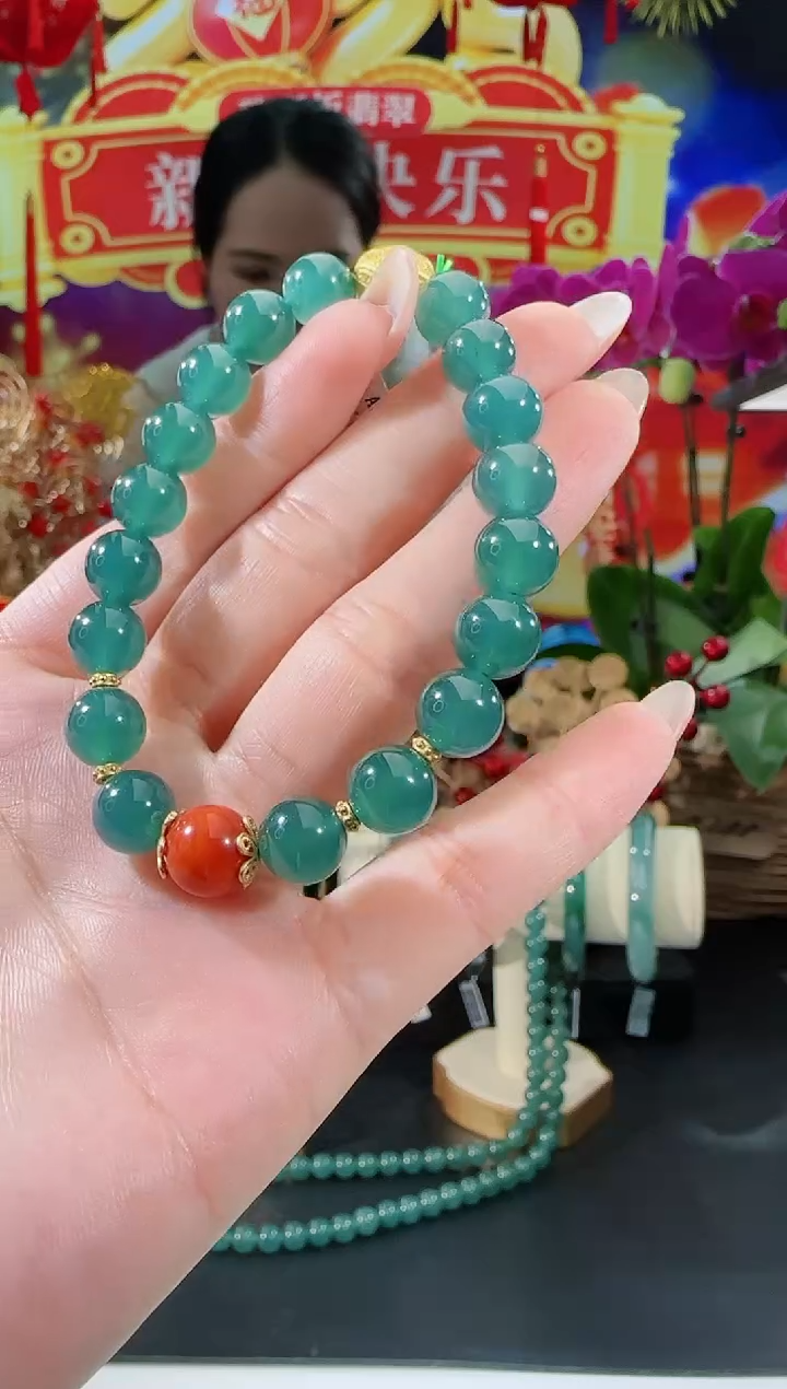 【闪购商品】翡翠手串银S925镶嵌手串多样性发一