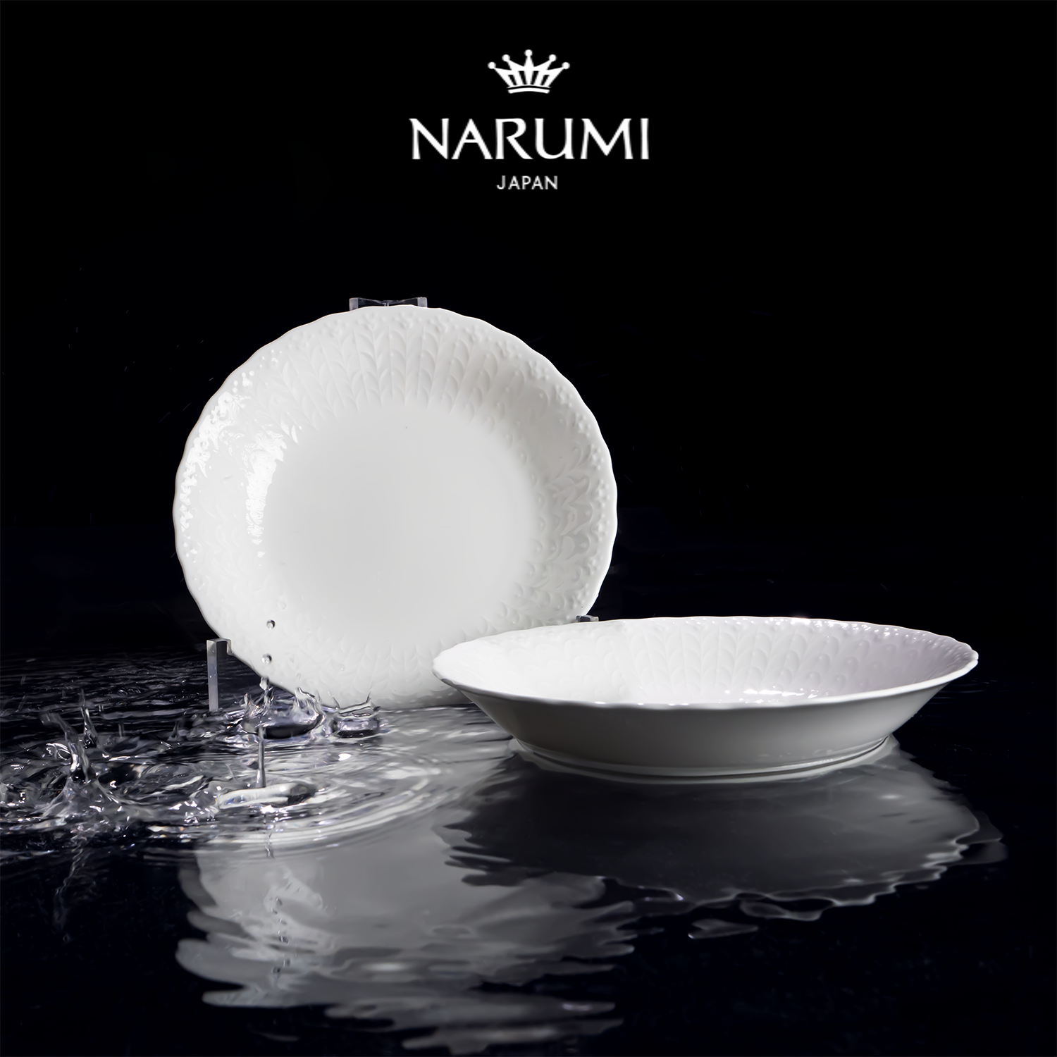 日本NARUMI/鸣海经典Silky White系列19cm汤盘2只9072-1528G