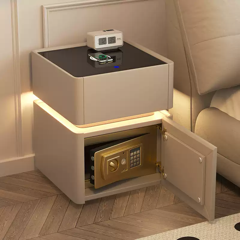 2025新款保险柜智能床头柜保险箱一体现代多功能无线充电密码锁