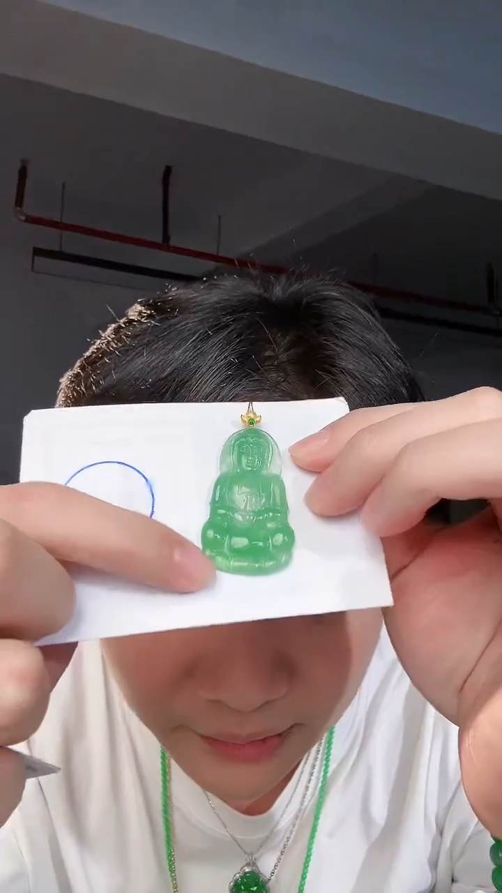 【闪购商品】翡翠颈饰18K金镶嵌缅料A货翡翠/支持复检/一件