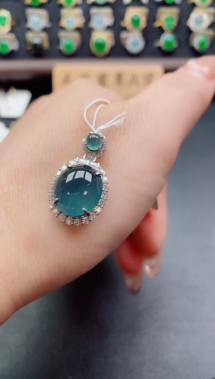 吊坠(不含链)银S925镶嵌翡翠1