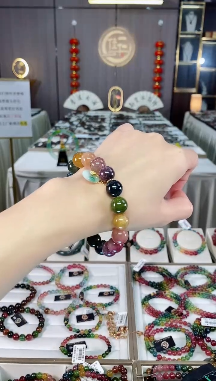 老矿碧玺单圈手串11mm+未镶嵌碧玺hon多样性发货一条