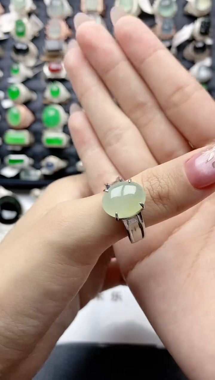 【闪购商品】翡翠戒指银S925镶嵌天然A货翡翠戒指