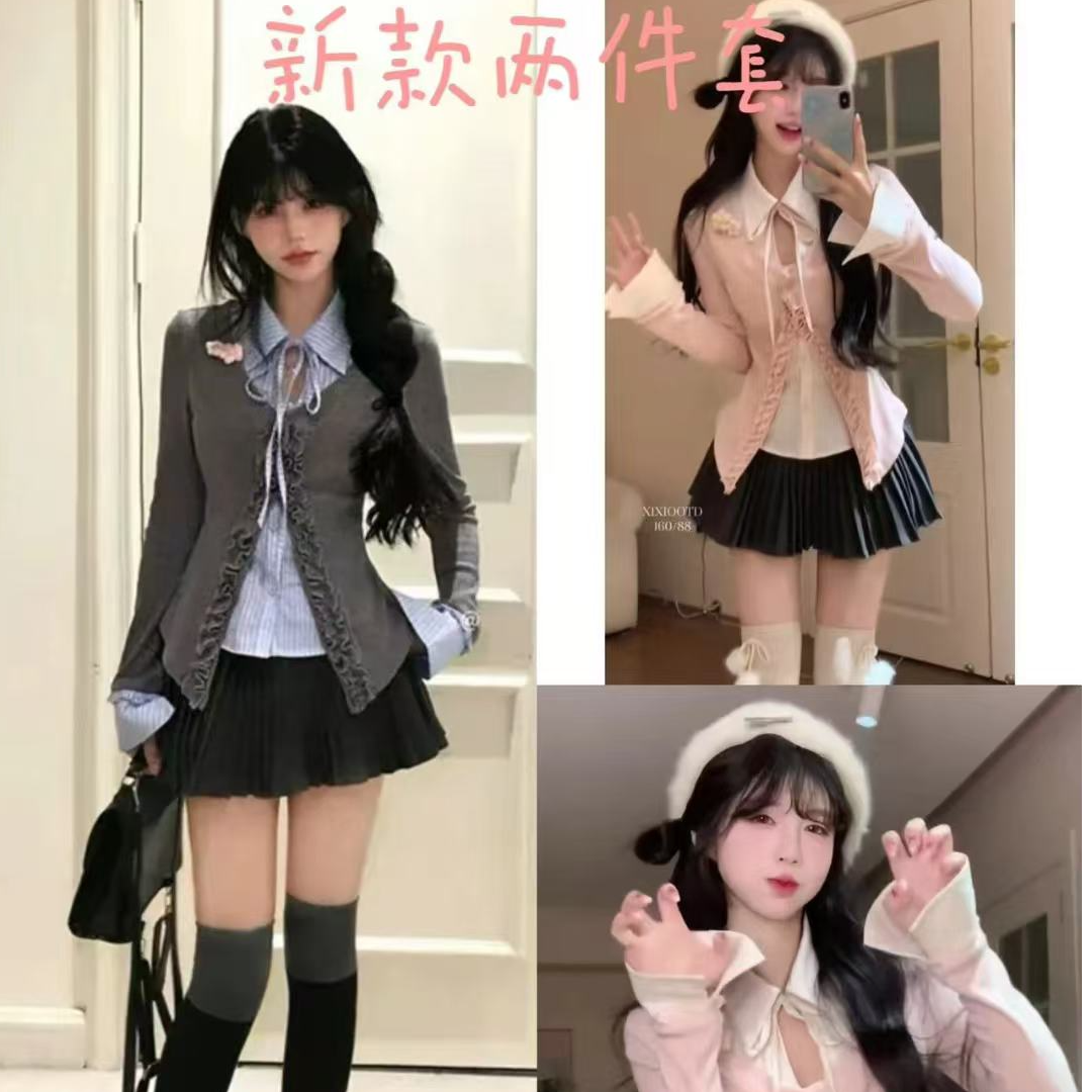 小个子收腰上衣半裙女装2025秋冬新款纯欲辣妹减龄上衣1331-1  