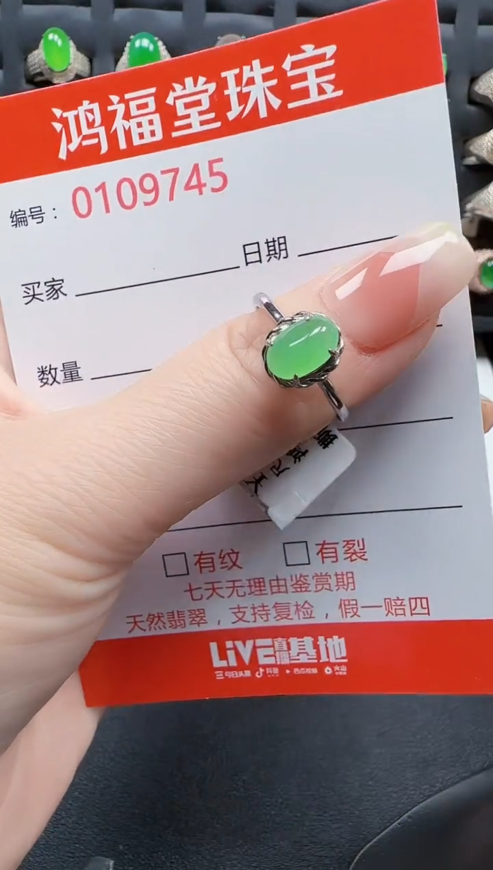 【闪购商品】翡翠戒指银S925镶嵌9745
