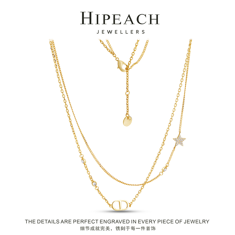 镀K金♠天天♠星星双层锁骨链HTW0110