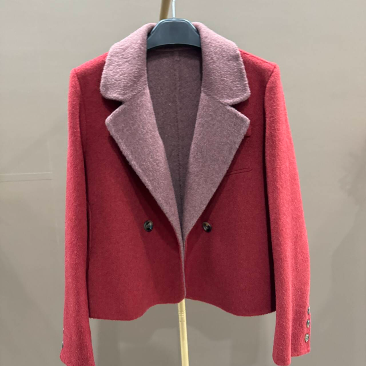 双面绵羊毛羊绒休闲时尚春秋气质百搭外套短款时尚AB面大衣秋冬