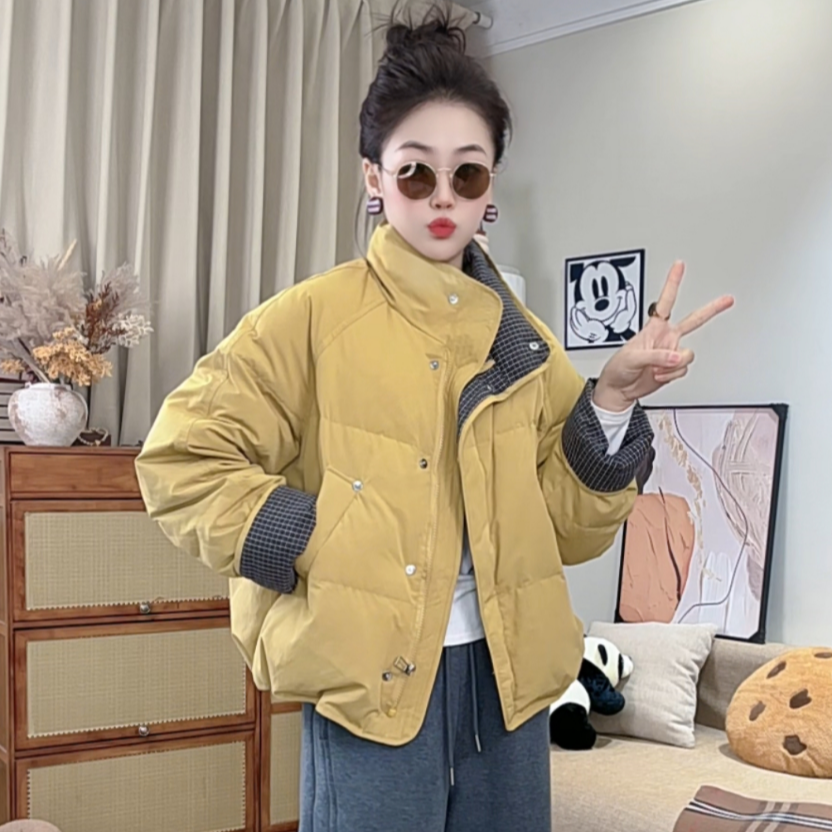 加棉加厚2025冬季新款立领棉服时尚百搭显瘦长袖休闲外套女