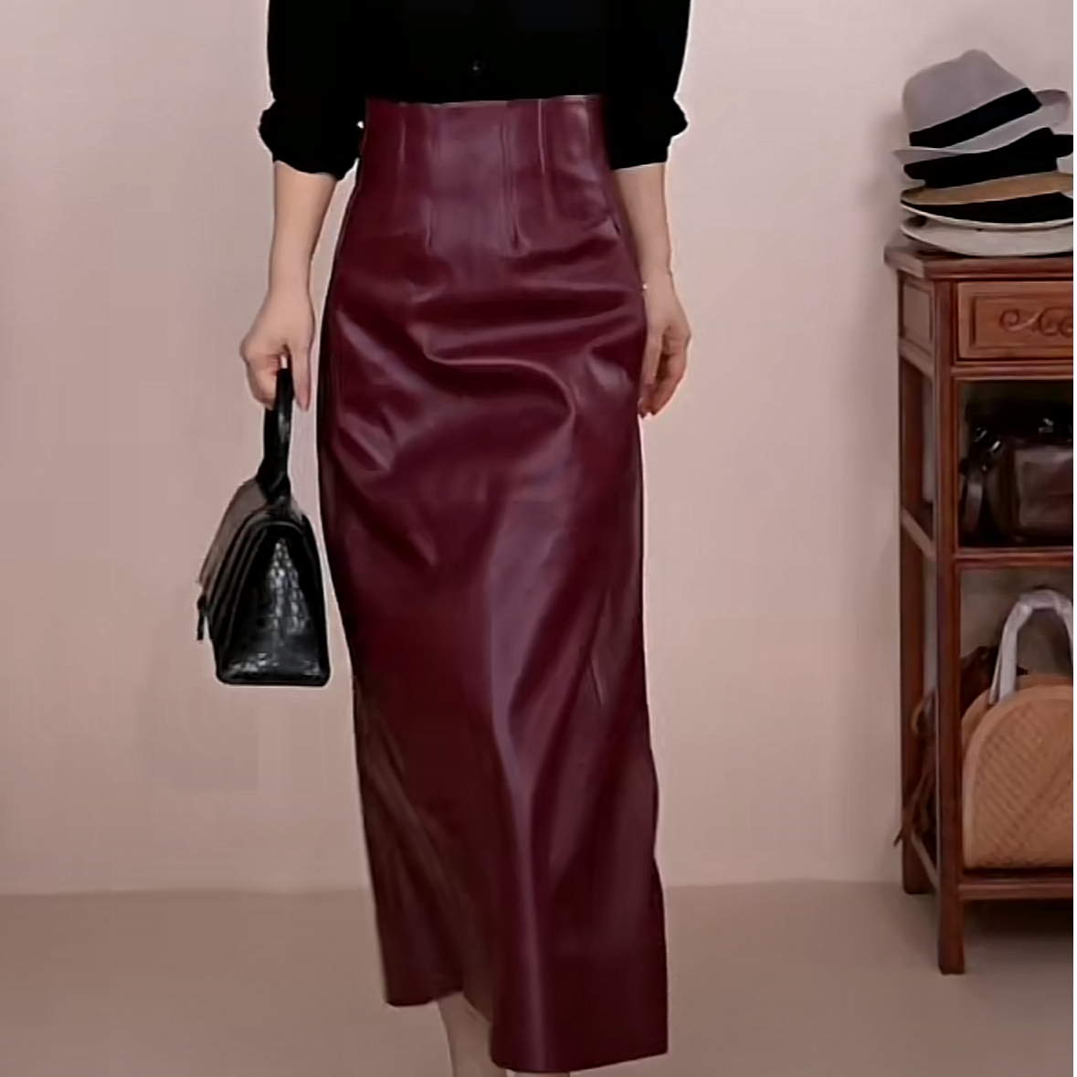 月光宝盒皮半裙     女半裙