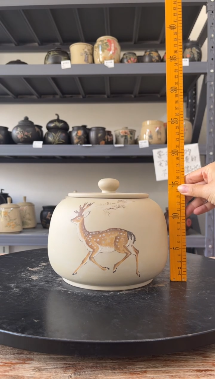 建水紫陶精品茶罐直径17微瑕