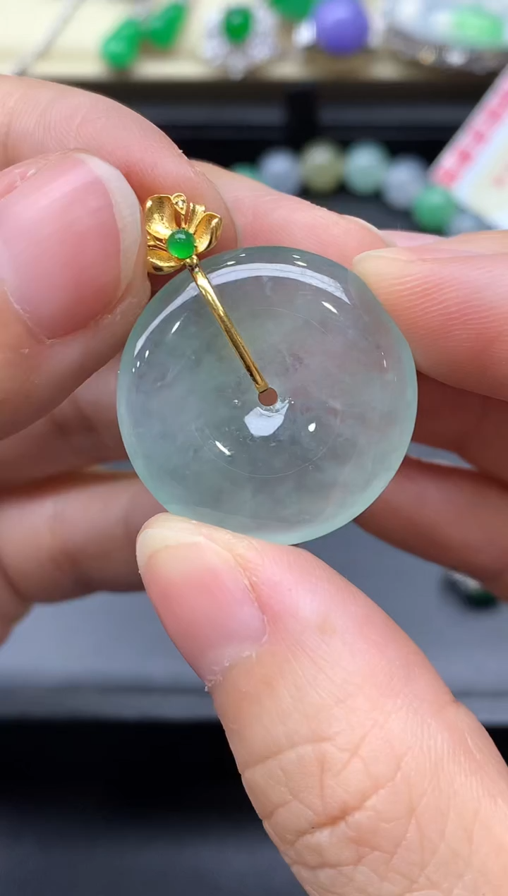 颈饰18K金镶嵌翡翠月*430-中国好珍宝