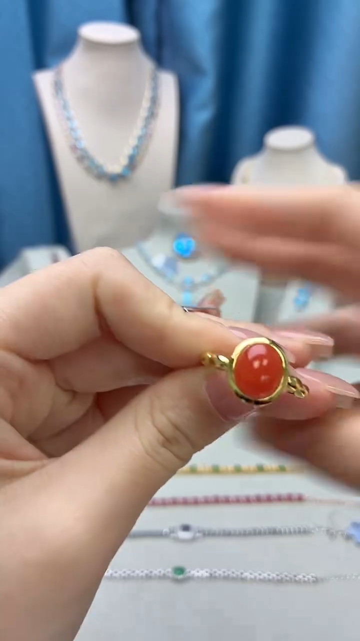 银S925镶嵌戒指南红玛瑙201JH0102产品一个（多样性）