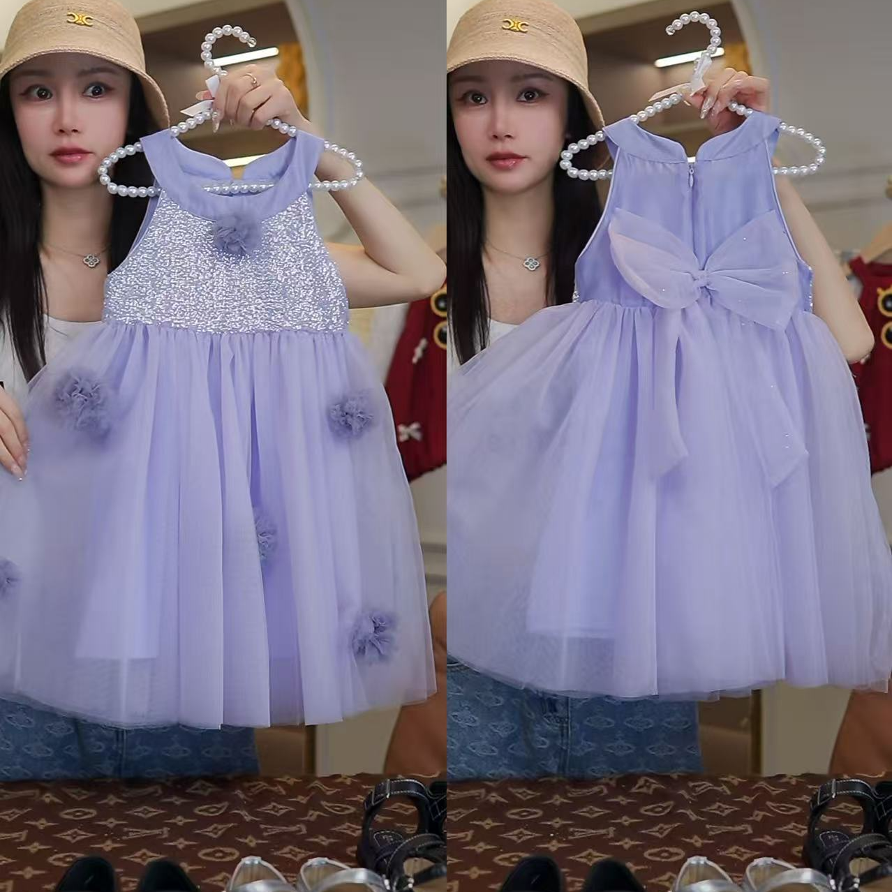 AYJ250110儿童洋气蝴蝶结背心礼服裙