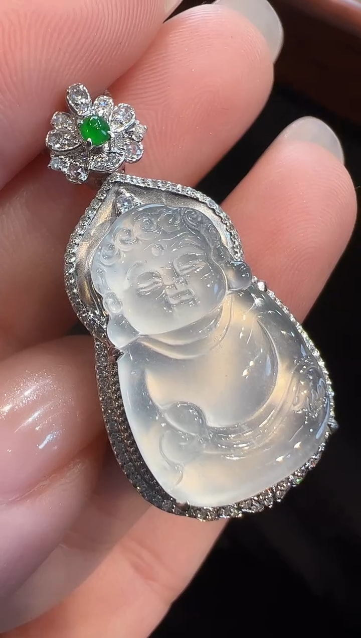 吊坠(不含链)18K金镶嵌翡翠L6吊坠