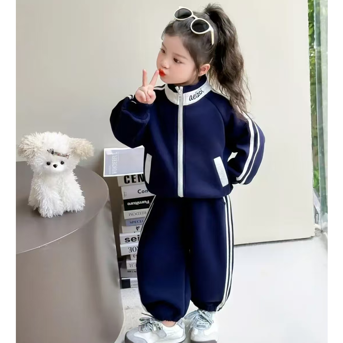 【原版】【韩系套装】2025新款儿童卫衣套装男女童拼色重工刺绣两件套