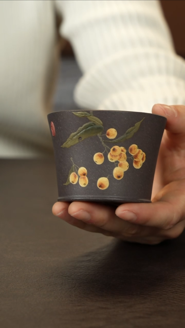 【闪购商品】紫砂茶杯直播福利天青主人杯泥绘琵琶