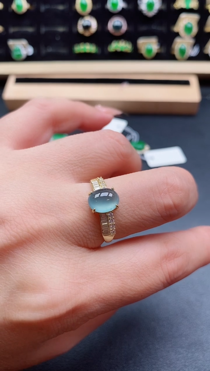 银S925镶嵌戒指翡翠1