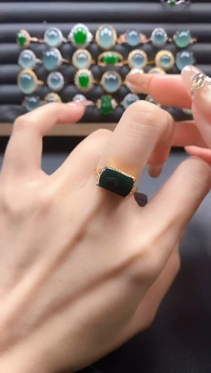 银S925镶嵌戒指翡翠54511