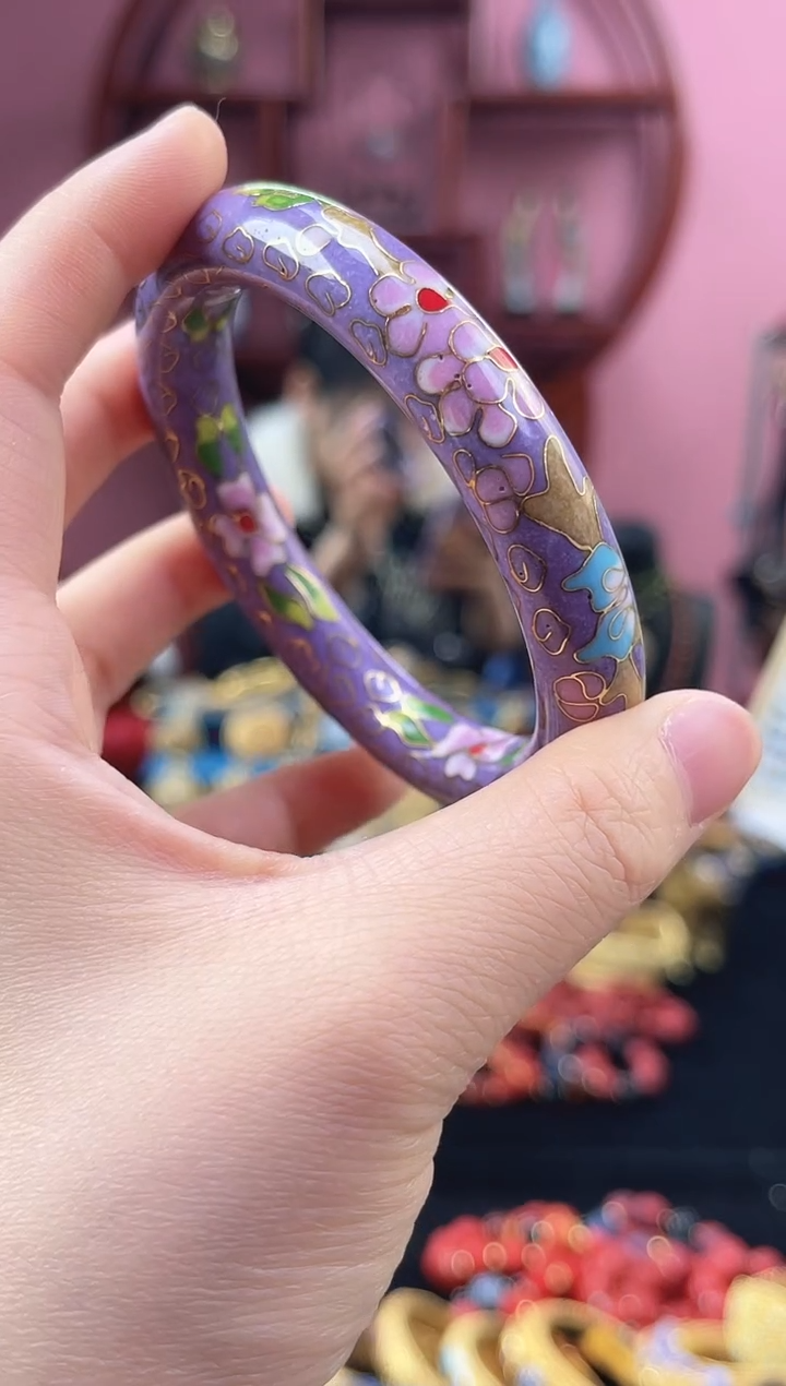 非遗 景泰蓝 公主镯 粗 60  紫色