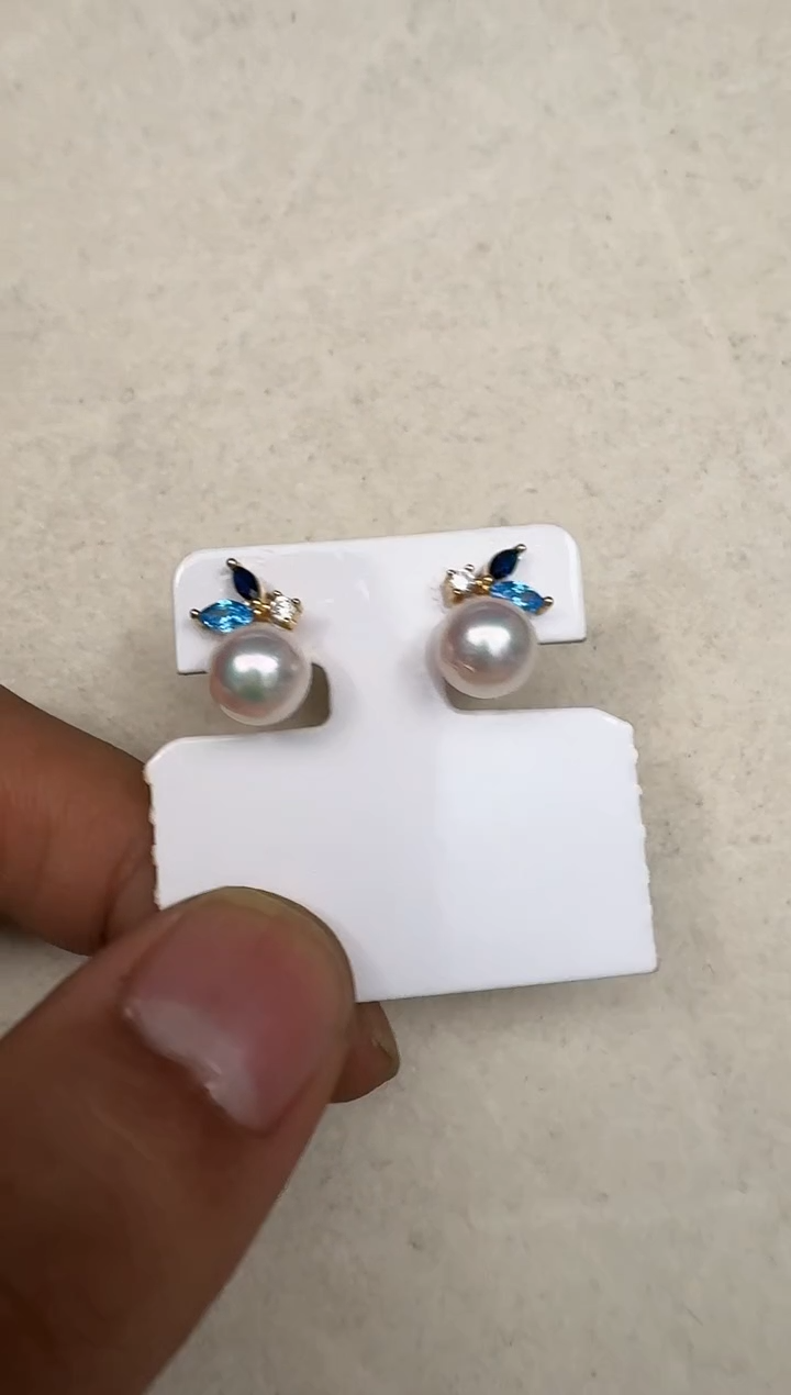 银S925镶嵌耳饰海水珍珠耳钉