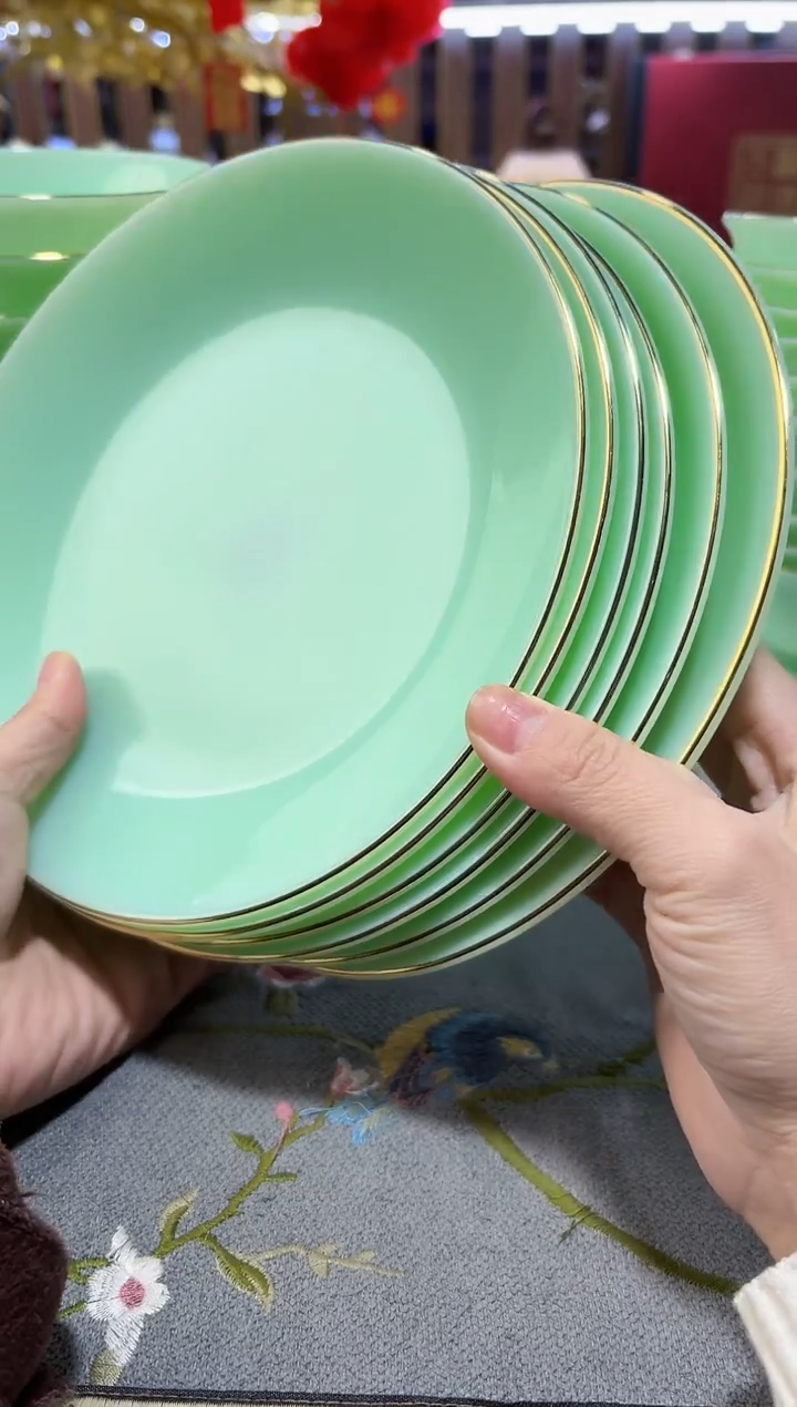 玉瓷   8英寸深盘6个景德镇陶瓷