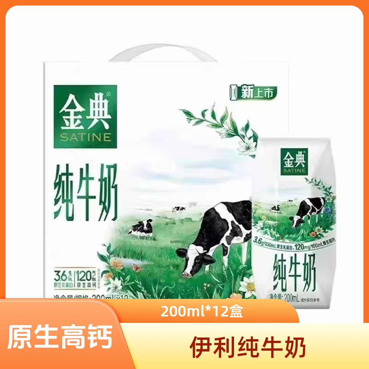 【8月产喝到2月】伊利金典纯牛奶 200ml*12盒整提（京东次日达）原生高钙